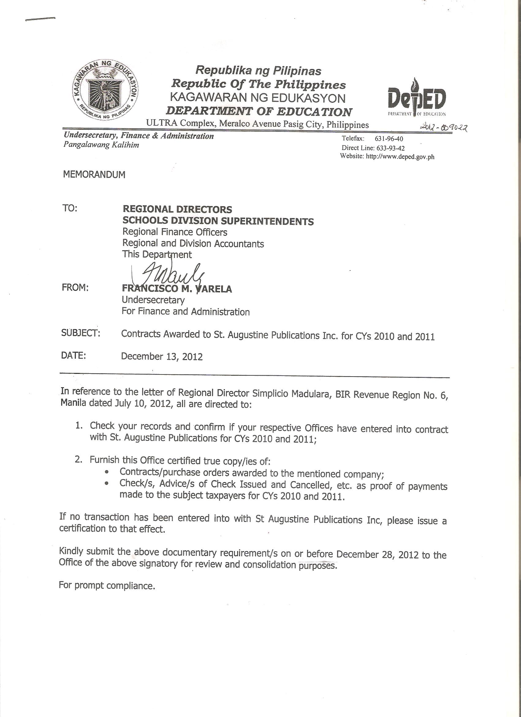 application letter for administrative officer deped